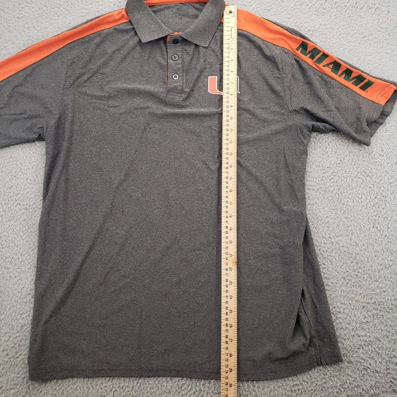 University of Miami Hurricanes Shirt Mens Large Gray Short Sleeve Polo - Picture 10 of 11